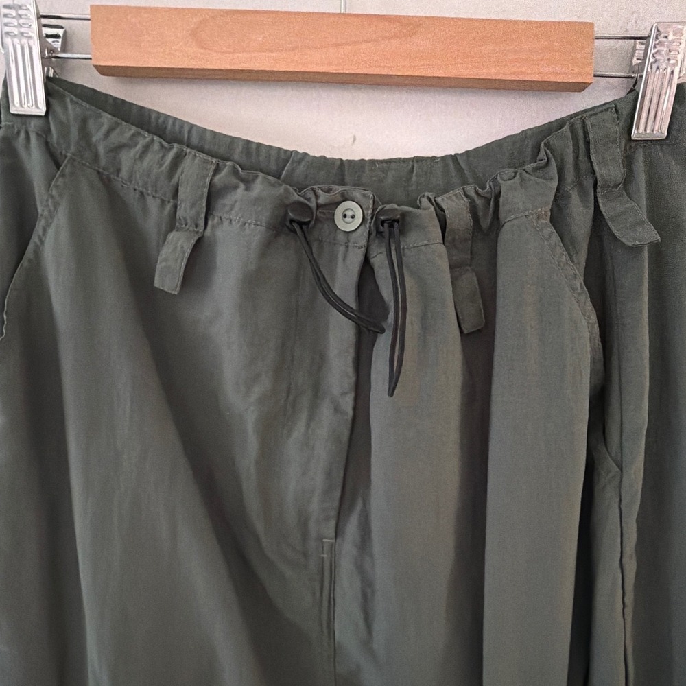 Jacques Ruc Olive Green Nylon Cargo Maxi Skirt Utilitarian Gorpcore Size Small - Picture 3 of 11